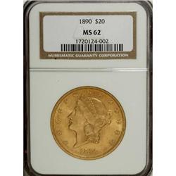 1890 $20 MS62 NGC