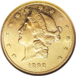 1892-CC $20 AU58 CSN