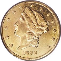 1892-CC $20 AU58 PCGS