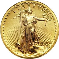 1907 $20 High Relief, Wire Rim--Scratched, Cleaned--AN