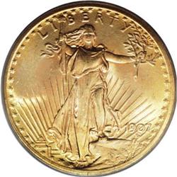 1907 $20 Arabic Numerals MS66 PCGS