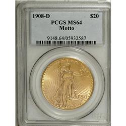 1908-D $20 Motto MS64 PCGS