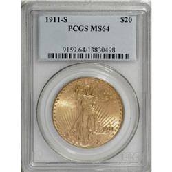 1911-S $20 MS64 PCGS