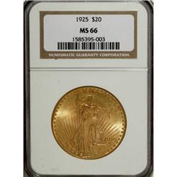 1925 $20 MS66 NGC