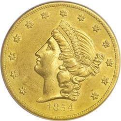1854 $20 Kellogg & Co. Twenty Dollar AU53 PCGS