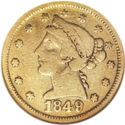 1849 $5 Moffat & Co. Five Dollar VF30 NGC