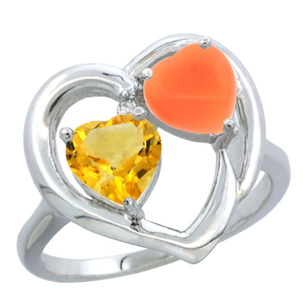 1.31 CTW Citrine & Diamond Ring 14K White Gold - REF-33M5A