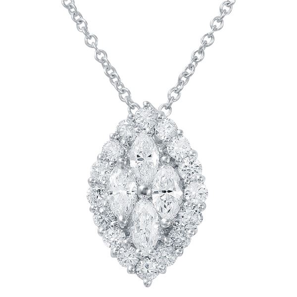 Natural 0.73 CTW Marquise & Diamond Necklace 14K White Gold - REF-98F3M