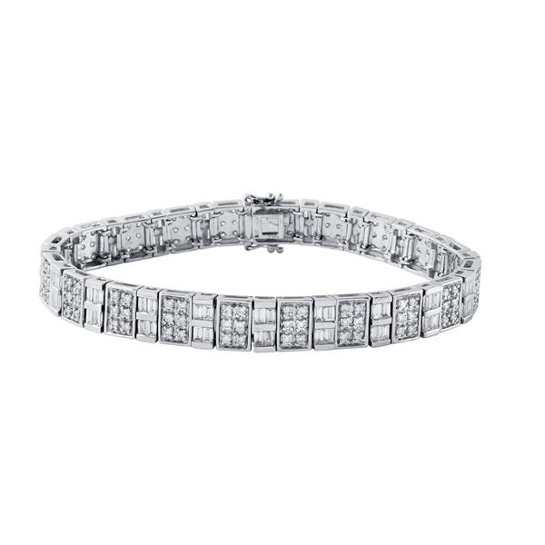 Natural 4.71 CTW Baguette & Diamond Bracelet 18K White Gold - REF-659N7Y