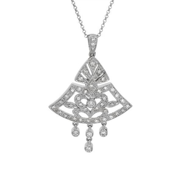Natural 0.65 CTW Diamond Necklace 18K White Gold - REF-113W4H
