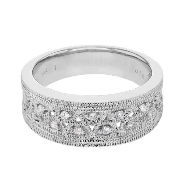 Natural 0.18 CTW Diamond Ring 18K White Gold - REF-100W8H