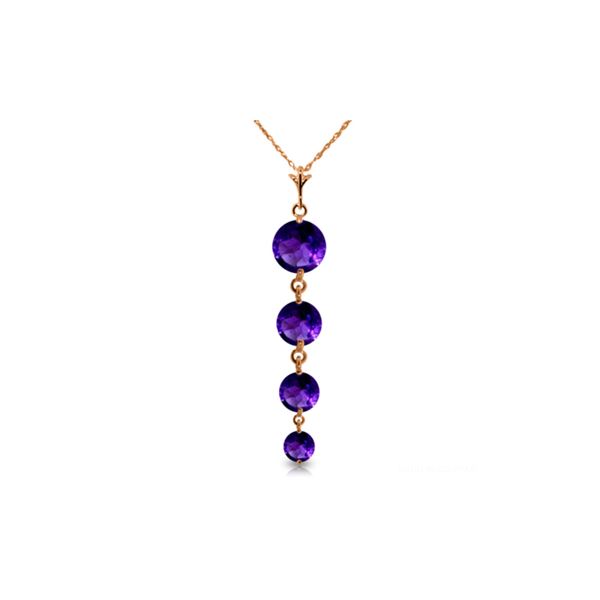 Genuine 3.9 ctw Amethyst Necklace 14KT Rose Gold - REF-23M2T