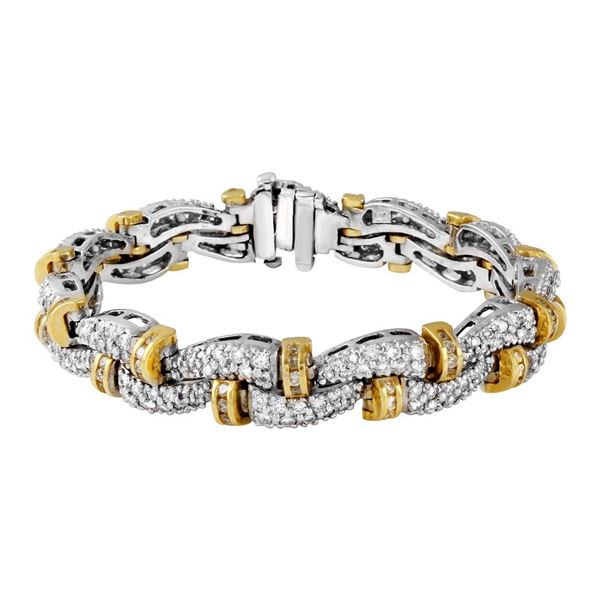 Natural 6.20 CTW Diamond Bracelet 14K Gold - REF-726K3R