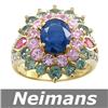 Image 1 : Estate 7.25 ct Peridot Emerald Ruby & Sapphire Ring 14k