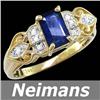 Image 1 : Vintage 1.25 ct Sapphire & Diamond Ring 14kt Gold CERT