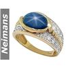 Image 1 : Certified 4.25 ct Star Sapphire & Diamond Ring 14k Gold
