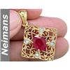 Image 1 : Antique Certified 3.25 ct Ruby & Diamond Pendant 14kt