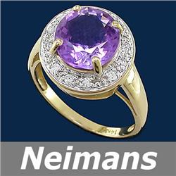 Vintage 3.50 ct Amethyst & Diamond Ring 14kt Gold CERT