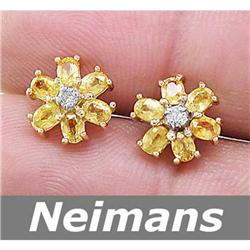 Certified 1.25 ct Orange Sapphire Stud Earrings 14kt