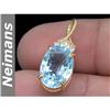 Image 1 : 3.75 ct Blue Topaz & Diamond Pendant 14kt Gold