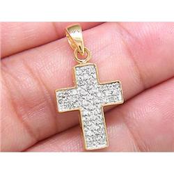 USGL Certified .25 ct Diamond Cross Pendant 14kt Gold