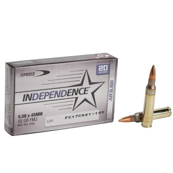 Independence XM193 5.56 NATO 55 Grain FMJ - 20 RDS