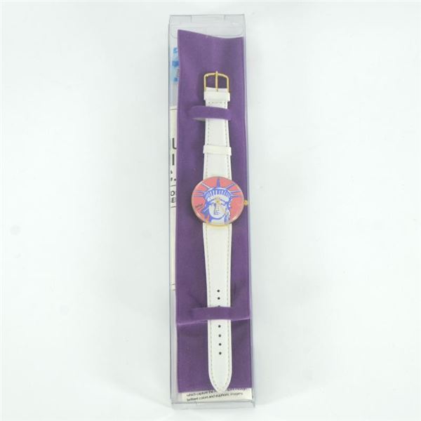 Vintage Peter Max "Liberty Head" Watch with Original Packaging and Paperwork.