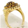 Image 5 : Vintage 14k Yellow Gold 1.5 ctw Round Garnet & Black Enamel Champleve Flower Rin