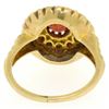 Image 6 : Vintage 14k Yellow Gold 1.5 ctw Round Garnet & Black Enamel Champleve Flower Rin