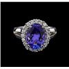 Image 2 : 4.25 ctw Tanzanite and Diamond Ring - 14KT White Gold