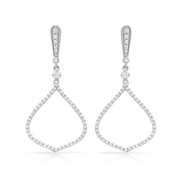 14k White Gold 0.87CTW Diamond Earrings, (SI3/G)