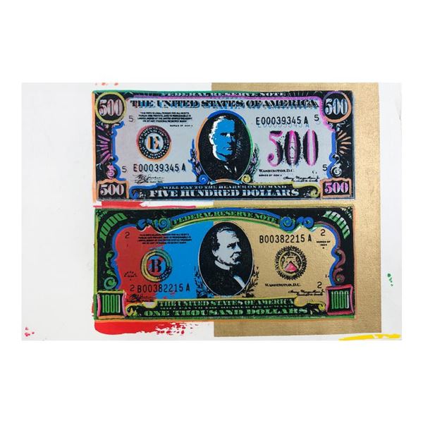 Steve Kaufman (1960-2010), "500 and 1000 Dollar Bills" Hand Signed and Numbered