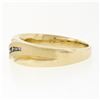 Image 6 : Mens 14k Yellow Gold .18 ctw Round Diamond Wavy Channel Matte & Polished Band Ri