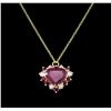 Image 3 : 5.29 ctw Ruby and Diamond Pendant - 14KT Yellow Gold