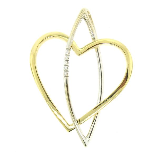 18kt Yellow and White Gold 0.05 ctw Round Diamond Open Heart and Marquise Pendan