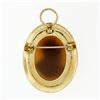 Image 5 : Vintage 14k Gold Carved Brown Agate Trojan Twisted Wire Frame Pin Brooch Pendant