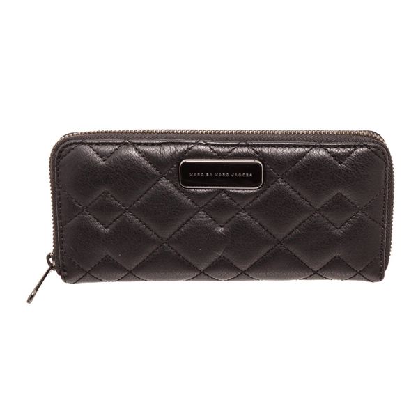 Marc By Marc Jacobs Black Quilted Leather Long Zippy Wallet