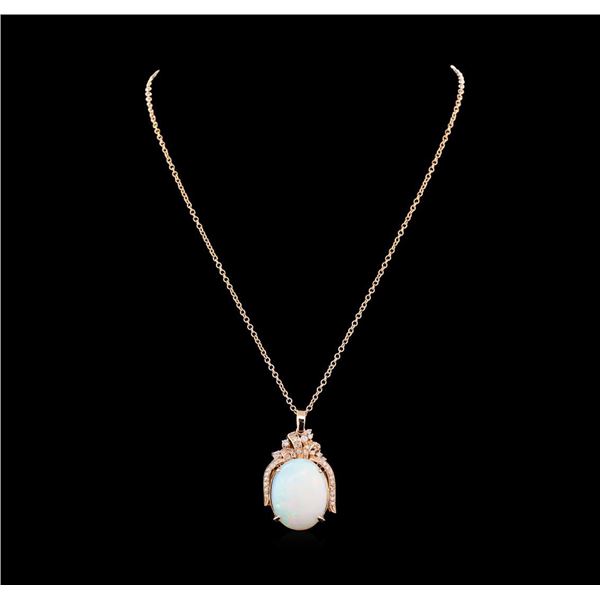 23.65 ctw Opal and Diamond Pendant With Chain - 14KT Rose Gold