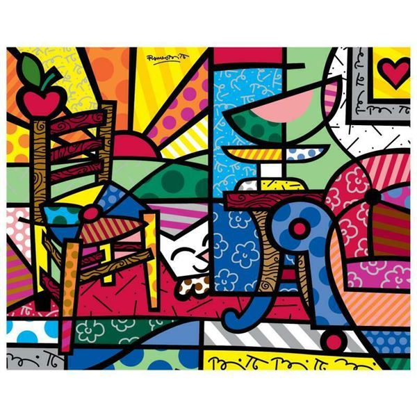 Romero Britto "New Squeaki Van Britto" Hand Signed Giclee on Canvas; Authenticat