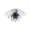 Image 2 : 1.13 ctw Sapphire and Diamond Ring - 14KT White Gold