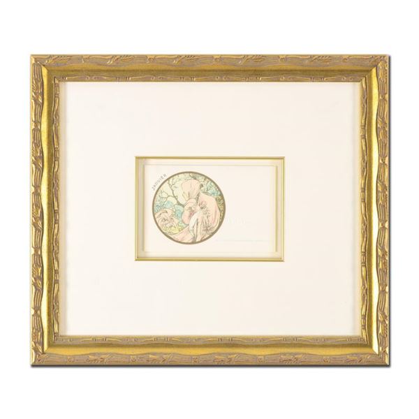 Alphonse Mucha (1860-1939), "Janvier" Framed Original Lithograph with Letter of