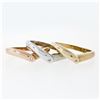 Image 4 : 14K Tri Color Gold Burnish Diamond Polished & Sandblast 3 Stackable V Band Rings
