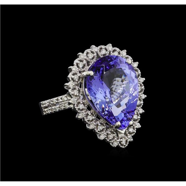 9.24 ctw Tanzanite and Diamond Ring - 14KT White Gold