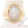 Image 1 : Men's Large Polished 14kt Yellow Gold Oval Cabochon Blue Moonstone Solitaire Rin