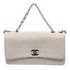 Image 1 : Chanel White Stitched Leather Single Flap Bag
