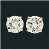 Image 1 : 14k Yellow Gold 1.11 ctw Round Brilliant Cut Diamond Claw Prong Stud Earrings