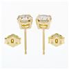 Image 3 : 14k Yellow Gold 1.11 ctw Round Brilliant Cut Diamond Claw Prong Stud Earrings