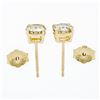 Image 4 : 14k Yellow Gold 1.11 ctw Round Brilliant Cut Diamond Claw Prong Stud Earrings