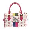 Image 1 : MCM Pink  White Visetos Coated Canvas  Leather Lion Boston Bag