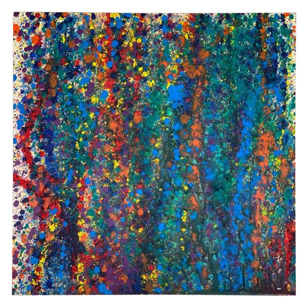 Wyland, "Abstract 5" Hand Signed Original Painting on Board with Letter of Authe